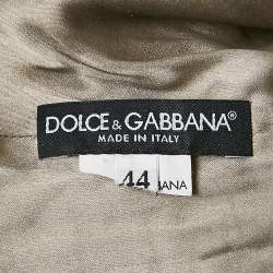 Pre Owned Dolce & Gabbana Grey/Yellow Floral Print Jacquard and Crepe Halter Neck Dress M