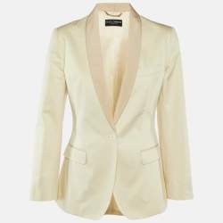 Dolce & Gabbana Cream Cotton Single Breasted Blazer M
