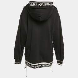 مملوكة مسبقًا Dolce & Gabbana Black Applique Detail Cotton Oversized Hoodie S