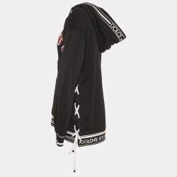مملوكة مسبقًا Dolce & Gabbana Black Applique Detail Cotton Oversized Hoodie S