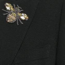Pre Owned Dolce & Gabbana Black Bee Embroidery Wool Double Breasted Blazer M