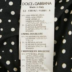 Pre Owned Dolce & Gabbana Black Bee Embroidery Wool Double Breasted Blazer M