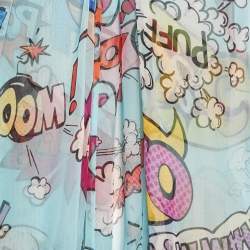 Dolce & Gabbana Blue Comic Print Silk Blouse S