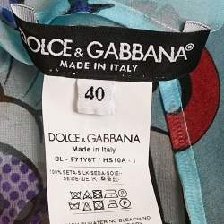 Dolce & Gabbana Blue Comic Print Silk Blouse S