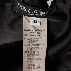 مملوكة مسبقًا Dolce & Gabbana Black Wool Crepe Paneled Midi Dress M