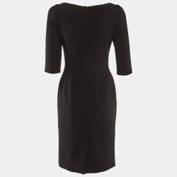 مملوكة مسبقًا Dolce & Gabbana Black Wool Crepe Paneled Midi Dress M