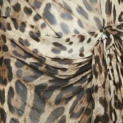 Dolce & Gabbana Brown Leopard Print Silk Maxi Dress M