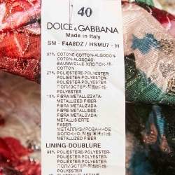 Dolce & Gabbana Multicolor Floral Print Lurex Jacquard Rhinestone Detail Mini Skirt S