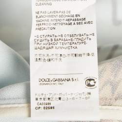 Pre Owned Dolce & Gabbana Blue Hen and Cock Print Crepe  Zip-Up Bomber Jacket S