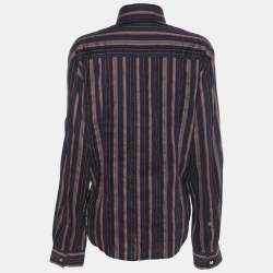 Pre Owned Dolce & Gabbana Purple/Navy Blue Stripe Cotton Blend Shirt L