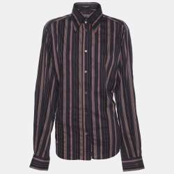 Pre Owned Dolce & Gabbana Purple/Navy Blue Stripe Cotton Blend Shirt L