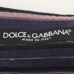 Pre Owned Dolce & Gabbana Purple/Navy Blue Stripe Cotton Blend Shirt L
