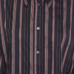 Pre Owned Dolce & Gabbana Purple/Navy Blue Stripe Cotton Blend Shirt L