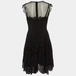 Dolce & Gabbana Black Lace Trim Crepe Short Dress M