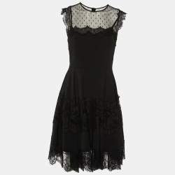 Dolce & Gabbana Black Lace Trim Crepe Short Dress M
