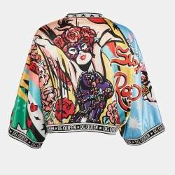 مملوكة مسبقًا Dolce & Gabbana Multicolor Printed Satin Crop Top S