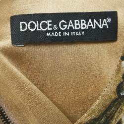 Pre Owned فستان دولتشي أند غابانا كريب طبعة ملكة بني ميدي مقاس متوسط - ميديام