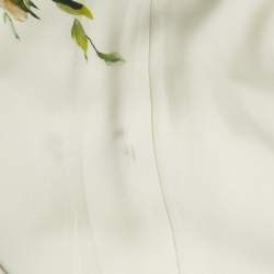 Pre Owned Dolce & Gabbana Cream Floral Print Silk Applique Detail Short Dress S