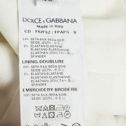 Pre Owned Dolce & Gabbana Cream Floral Print Silk Applique Detail Short Dress S