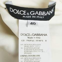 Pre Owned Dolce & Gabbana Cream Floral Print Silk Applique Detail Short Dress S