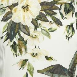 Pre Owned Dolce & Gabbana Cream Floral Print Silk Applique Detail Short Dress S