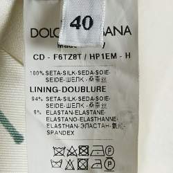 مملوكة مسبقًا فستان دولتشي أند غابانا حرير مطبوع أبيض مقاس صغير - سمول