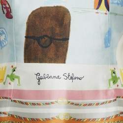 مملوكة مسبقًا فستان دولتشي أند غابانا حرير مطبوع أبيض مقاس صغير - سمول