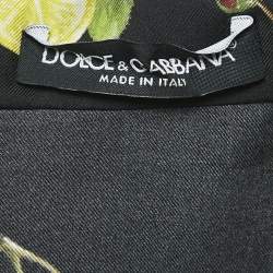 Pre Owned  Dolce & Gabbana Black Cocktail Print Silk Pajama Shirt and Pants Set S