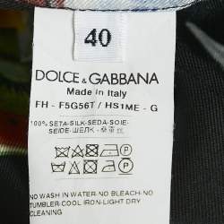Pre Owned  Dolce & Gabbana Black Cocktail Print Silk Pajama Shirt and Pants Set S