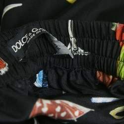 Pre Owned  Dolce & Gabbana Black Cocktail Print Silk Pajama Shirt and Pants Set S