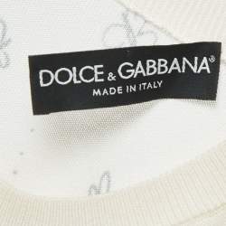 Dolce & Gabbana Off-White Bird Cage Print Silk Knit Top and Cardigan Set S
