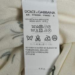 Dolce & Gabbana Off-White Bird Cage Print Silk Knit Top and Cardigan Set S