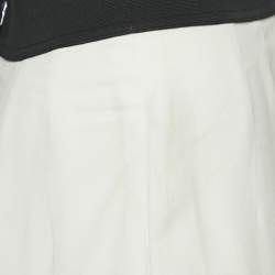 Pre Owned Dolce & Gabbana White Banana Leaf Print Crepe Flared Hem Midi Skirt S