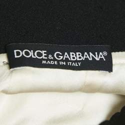 Pre Owned Dolce & Gabbana White Banana Leaf Print Crepe Flared Hem Midi Skirt S