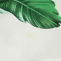 Pre Owned Dolce & Gabbana White Banana Leaf Print Crepe Flared Hem Midi Skirt S