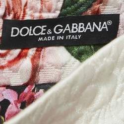 مملوكة مسبقًا Dolce & Gabbana White Floral Print Jacquard Mini Skirt S