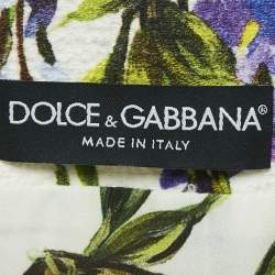 Pre Owned Dolce & Gabbana White Floral Print Textured Cotton Mini Dress and Jacket Set XS