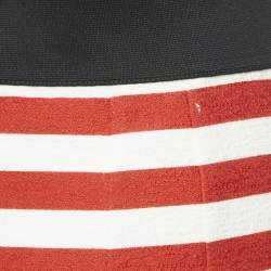 Dolce & Gabbana White/Red Slub Cotton Button Detail Mini Skirt S