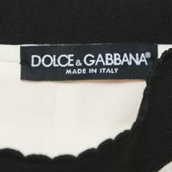 Dolce & Gabbana White/Red Slub Cotton Button Detail Mini Skirt S