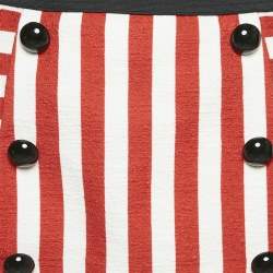 Dolce & Gabbana White/Red Slub Cotton Button Detail Mini Skirt S
