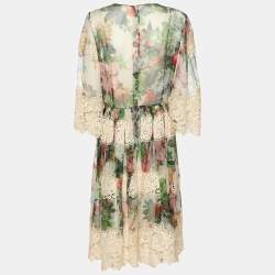Pre Owned Dolce & Gabbana Multicolor Slilk Blend Floral Sheath Midi Dress M