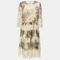 Pre Owned Dolce & Gabbana Multicolor Slilk Blend Floral Sheath Midi Dress M
