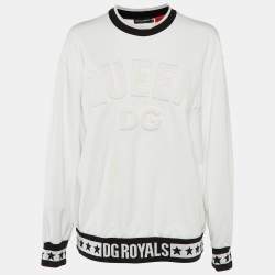 Dolce & Gabbana White DG Queen Embossed Cotton Sweatshirt M
