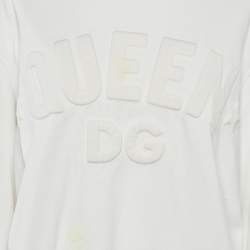 Dolce & Gabbana White DG Queen Embossed Cotton Sweatshirt M