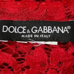 Pre Owned Dolce & Gabbana Red Lace Sleeveless Shift Dress XL