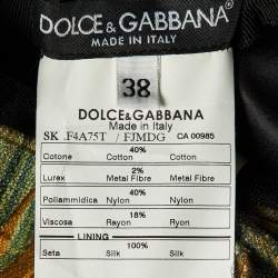 Dolce & Gabbana Green Tulle Jacquard Pleated Mini Skirt S