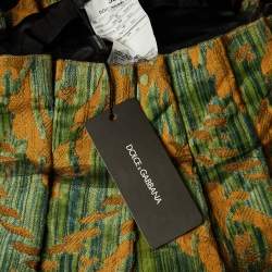 Dolce & Gabbana Green Tulle Jacquard Pleated Mini Skirt S