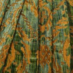 Dolce & Gabbana Green Tulle Jacquard Pleated Mini Skirt S