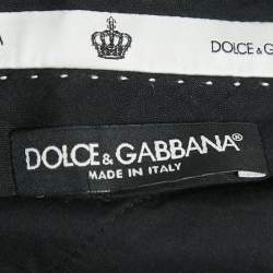 Dolce & Gabbana Black Cotton Button Detail Straight Leg Trousers S