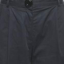 Dolce & Gabbana Black Cotton Button Detail Straight Leg Trousers S